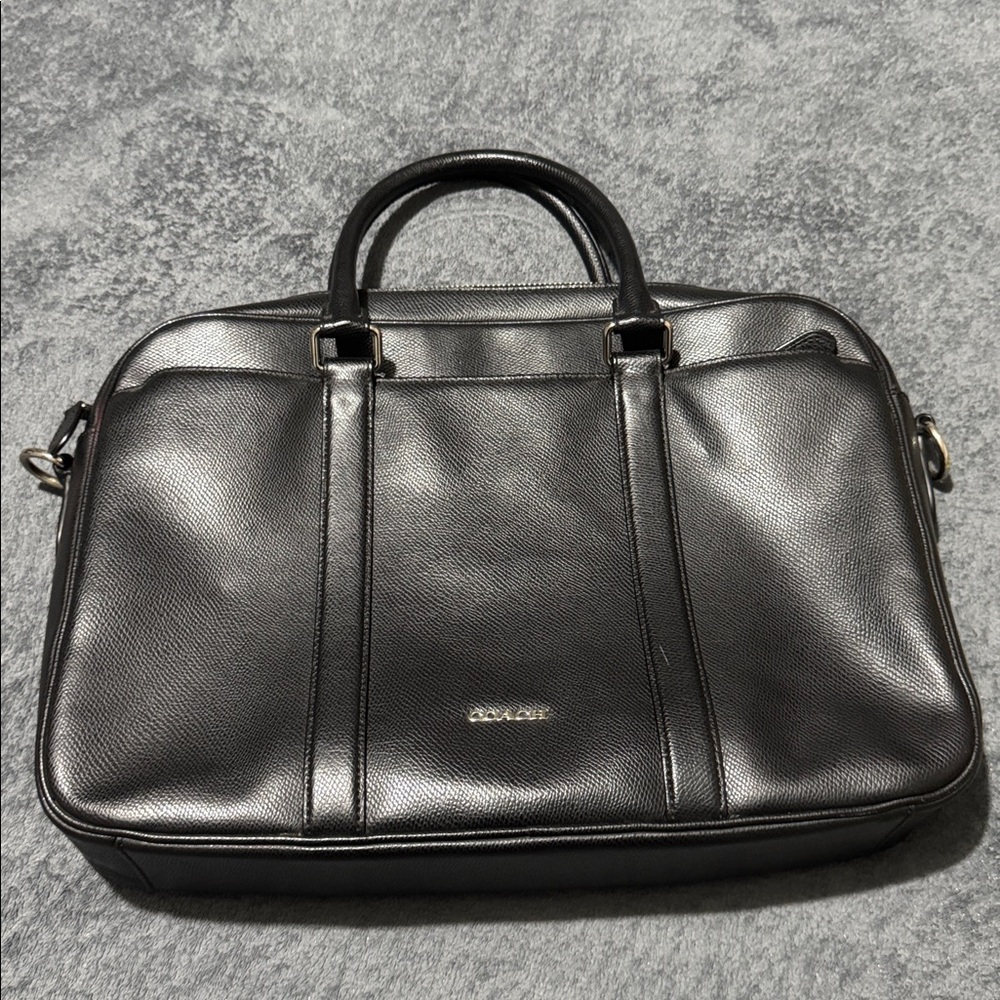 Coach Metropolitan  Black Slim Briefcase Handbag Leather Laptop Bag - Picture 14 of 14